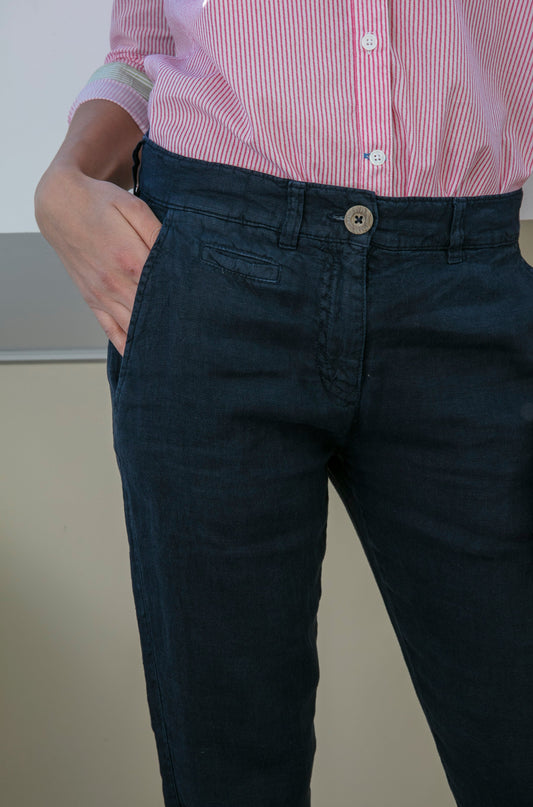 Pantalon Cassis Dark Blue en lin