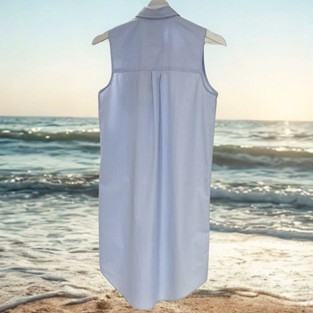 Robe chemise coupe droite Cap Ferret Blue Stripes en coton