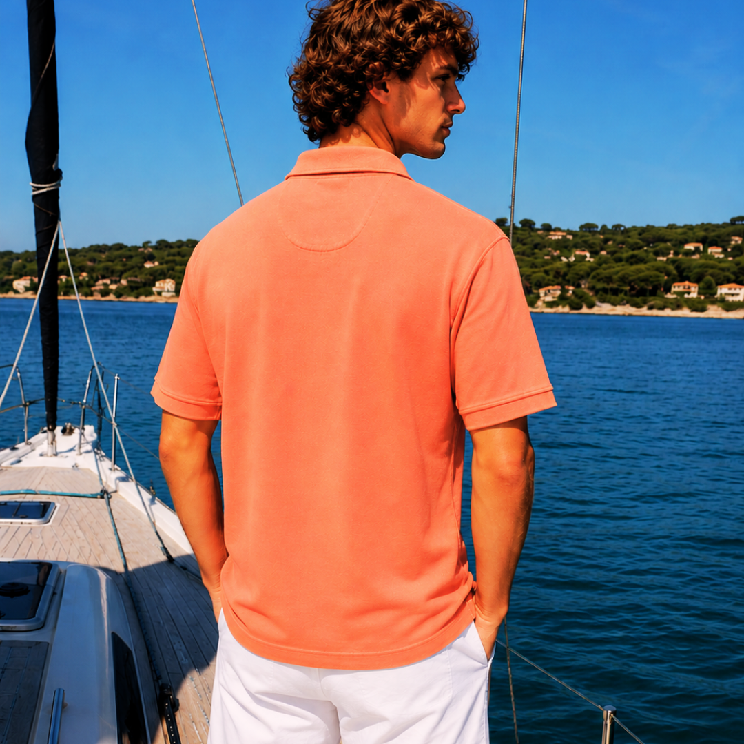 Polo Cook Living Coral en coton Pima