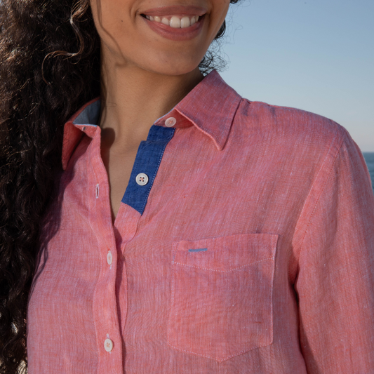Riviera Orange Linen Blouse
