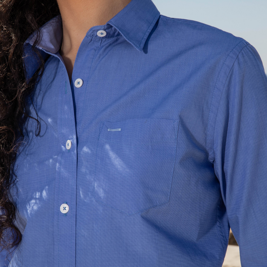 Houlgate Blue blouse in thread-on-thread cotton