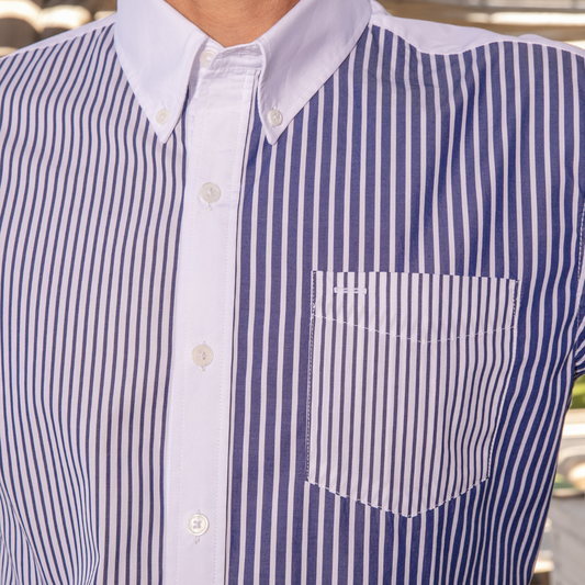 La Baule Navy Stripes cotton shirt