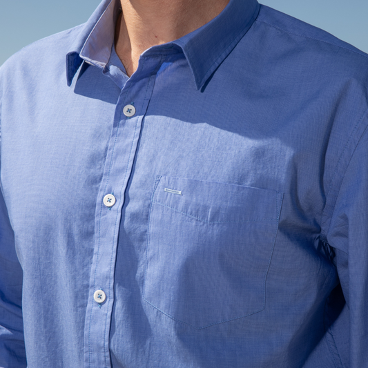 Houlgate Blue shirt in end-on-end cotton