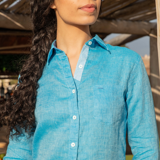 Riviera Azur linen blouse