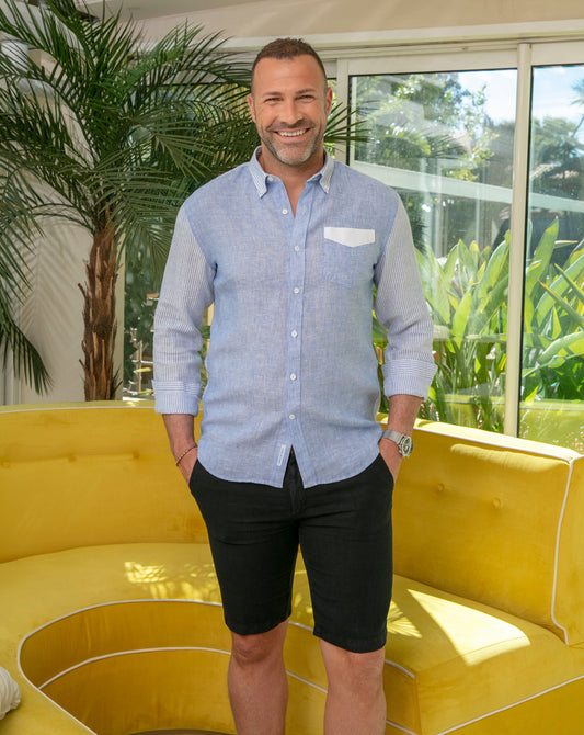 Bermuda shorts in Cassis Dark Blue linen