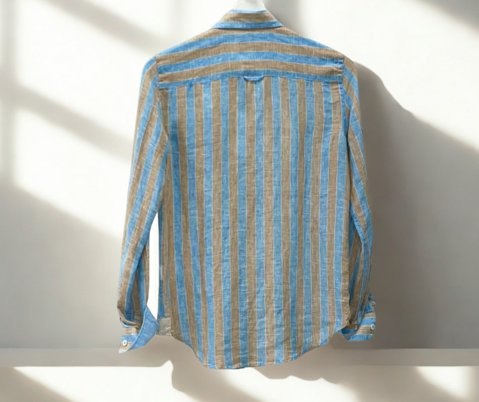 Chemisier ajusté Riviera Cacao Stripes en lin