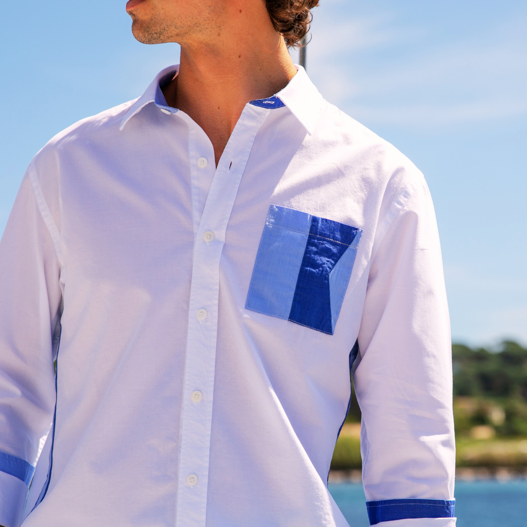 Chemise St Martin White en coton fil-à-fil