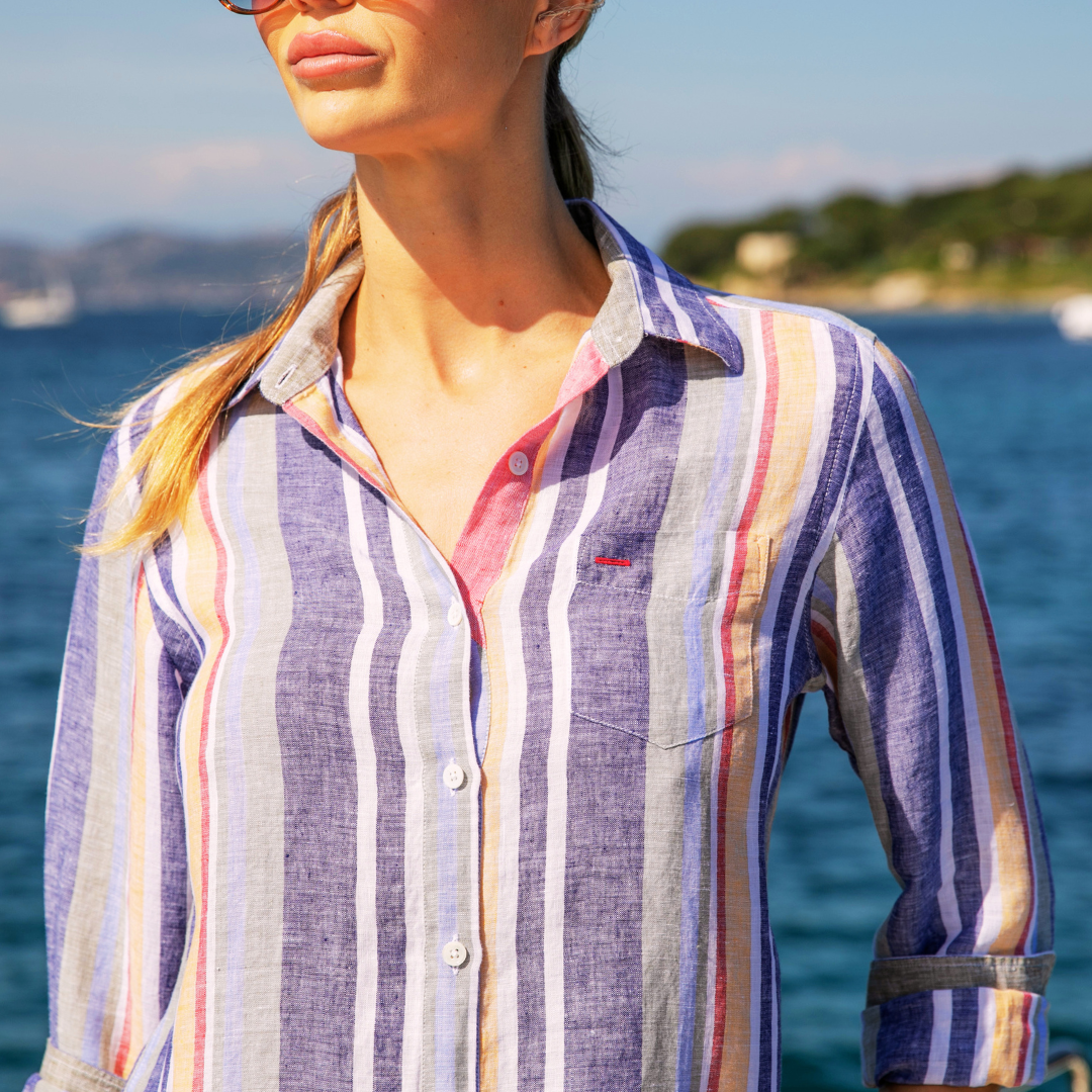 Riviera Cacao Stripes linen shirt