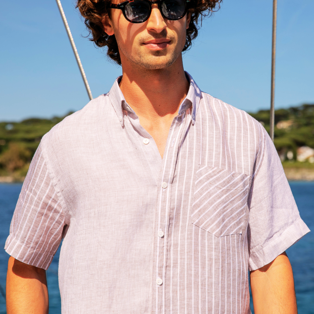 Chemise manches courtes Cape May Sand en lin