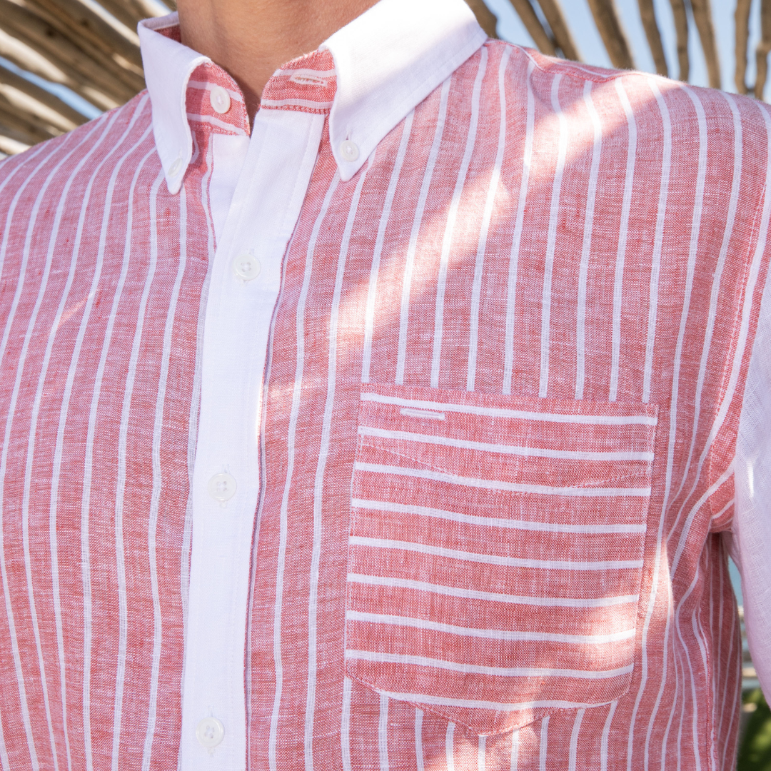 Santorini Red Stripes Linen Shirt