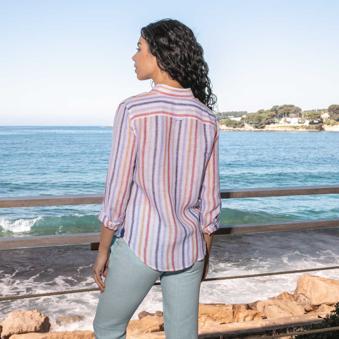 Riviera Multistripes Linen Blouse