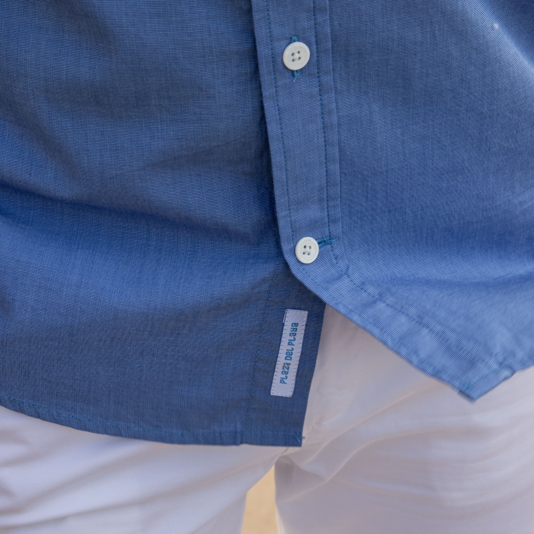 Chemise St Martin Blue en coton fil-à-fil