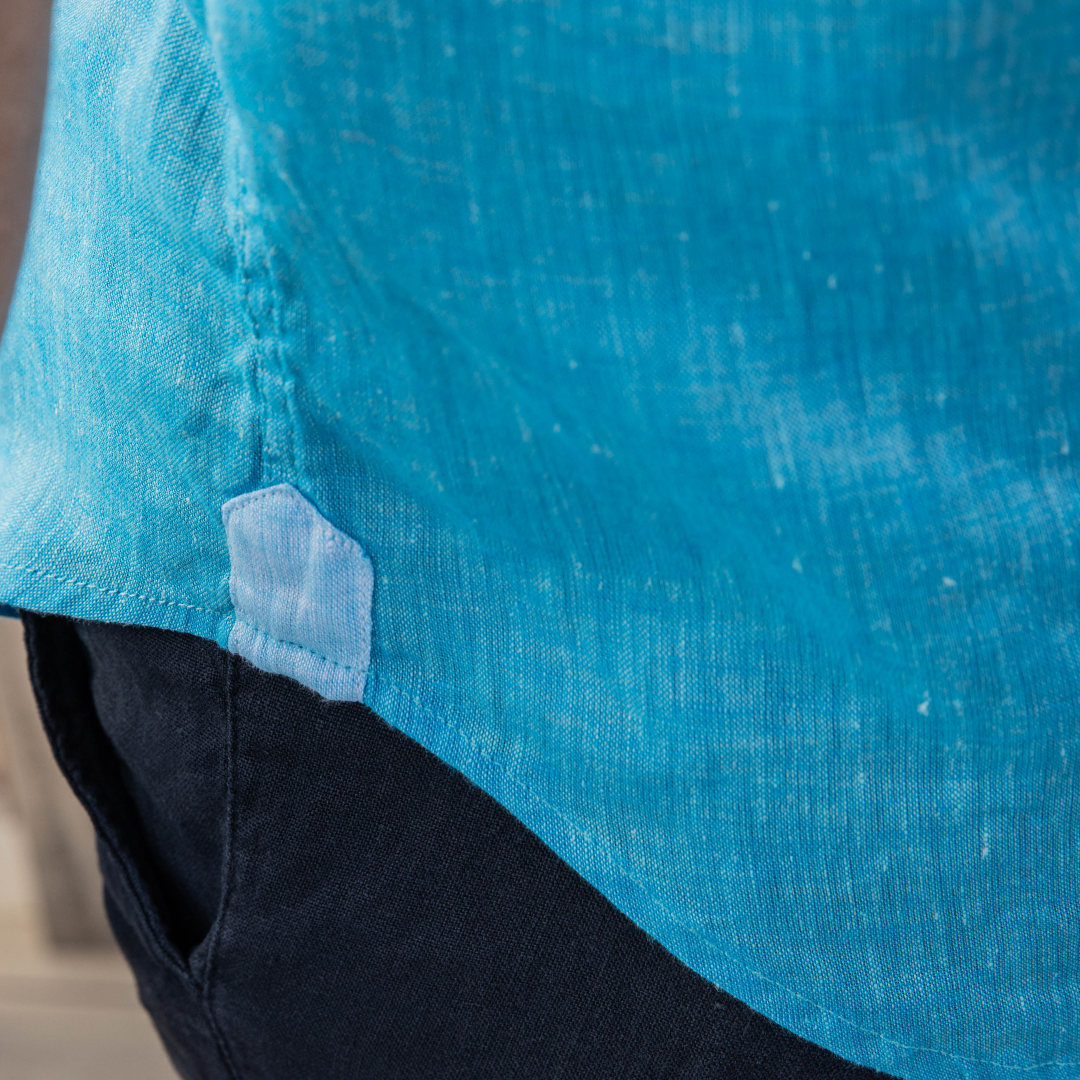 Riviera Azur short-sleeved linen shirt