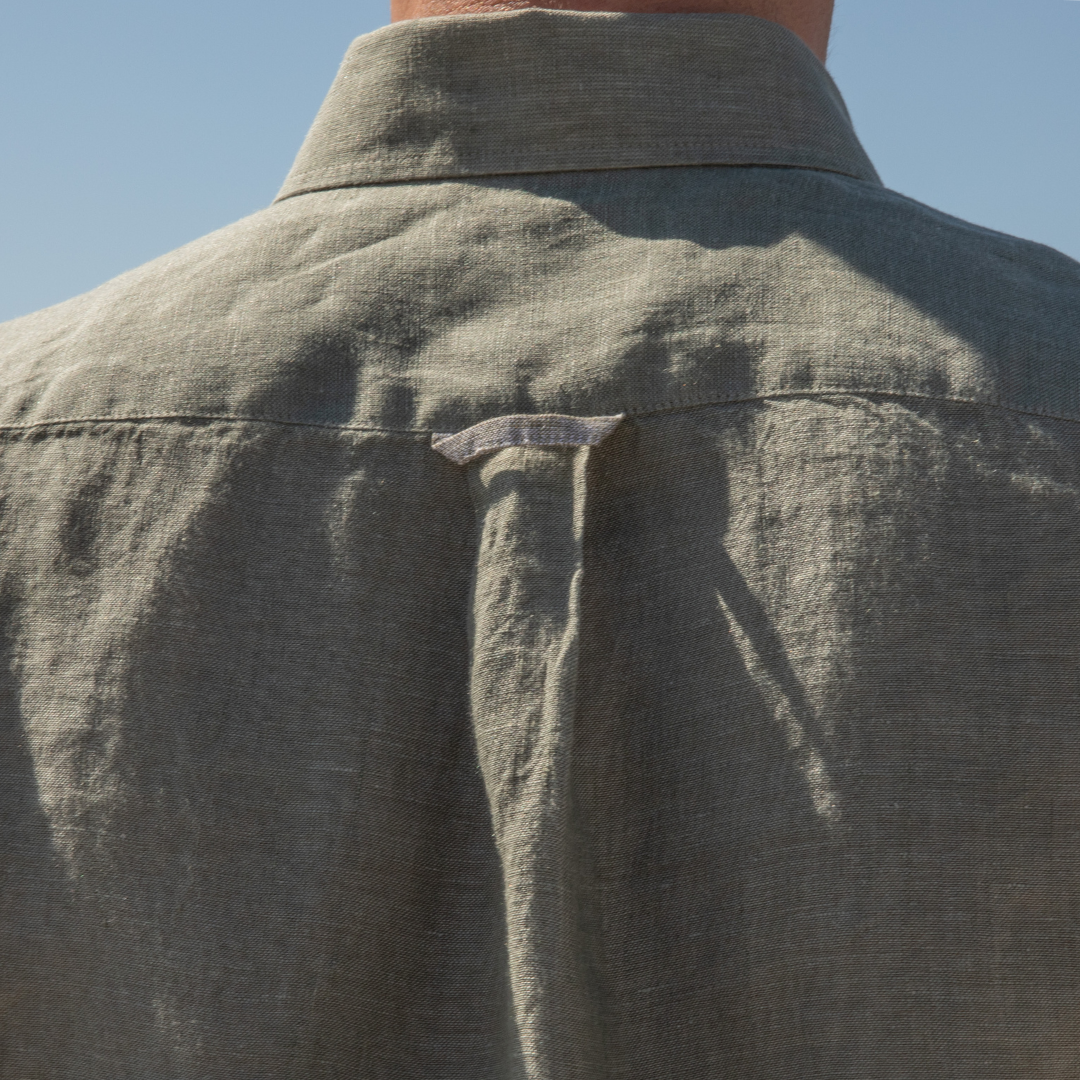 Chemise manches courtes Riviera Kaki en lin