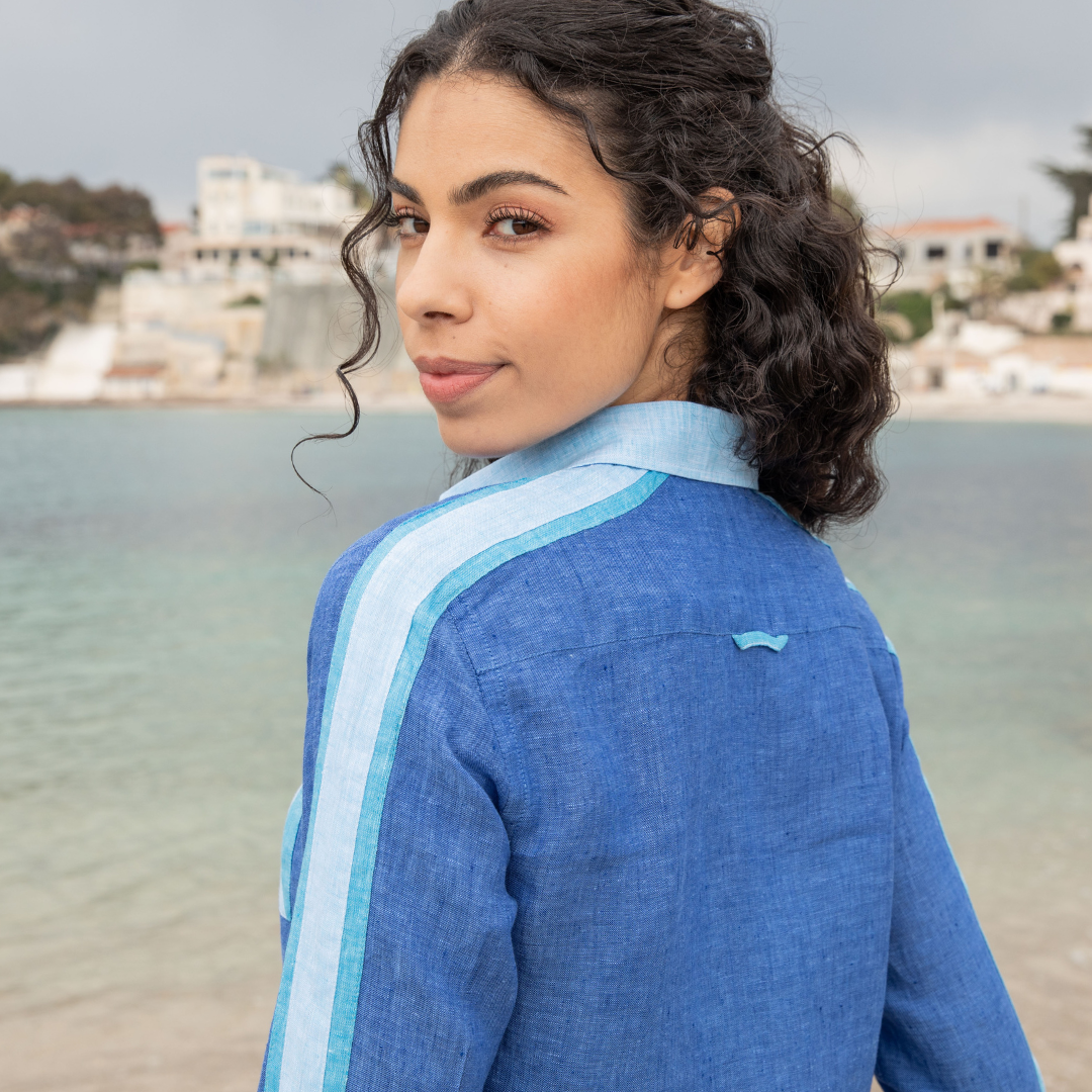 Le Moulleau Indigo linen blouse