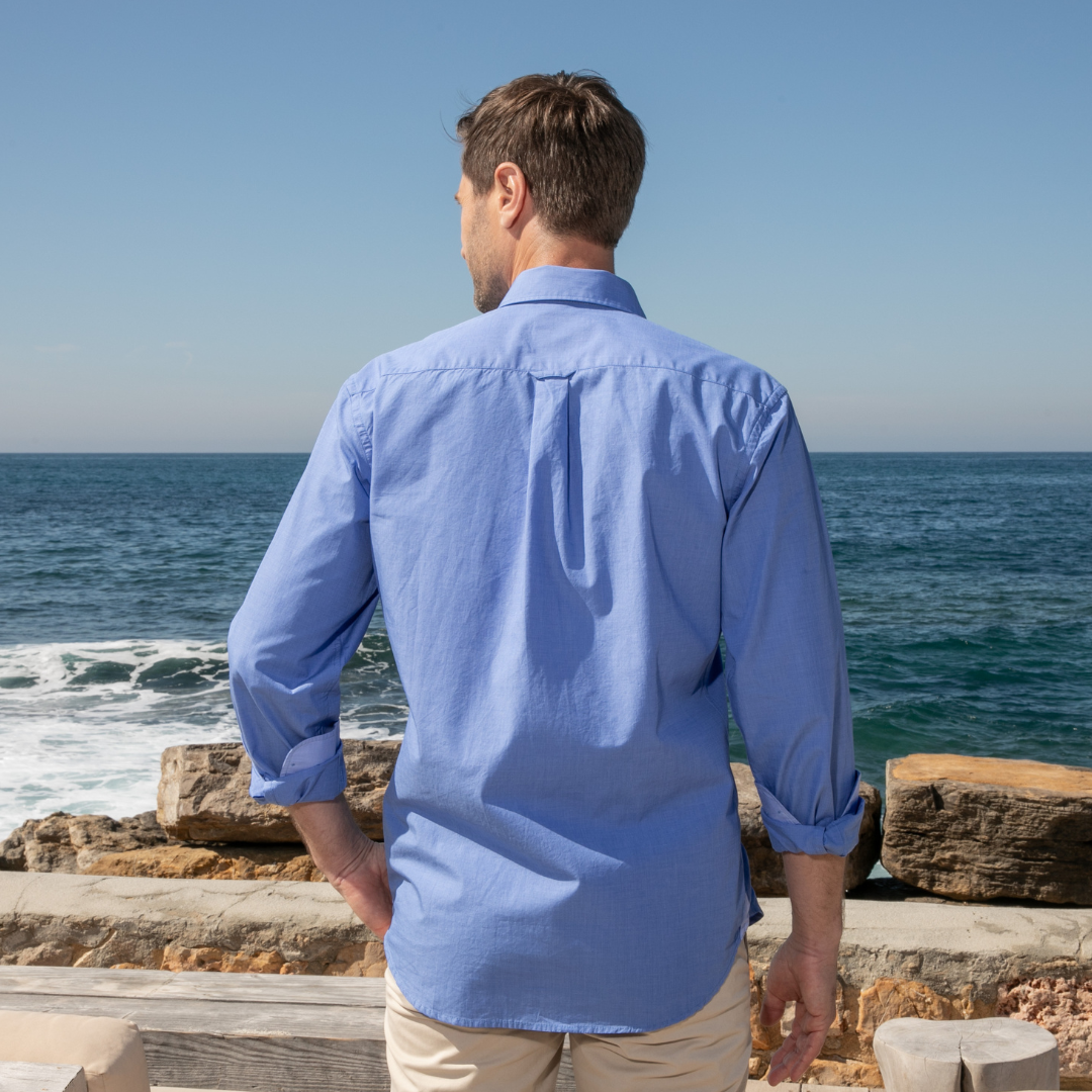 Chemise Houlgate Blue en coton fil-à-fil