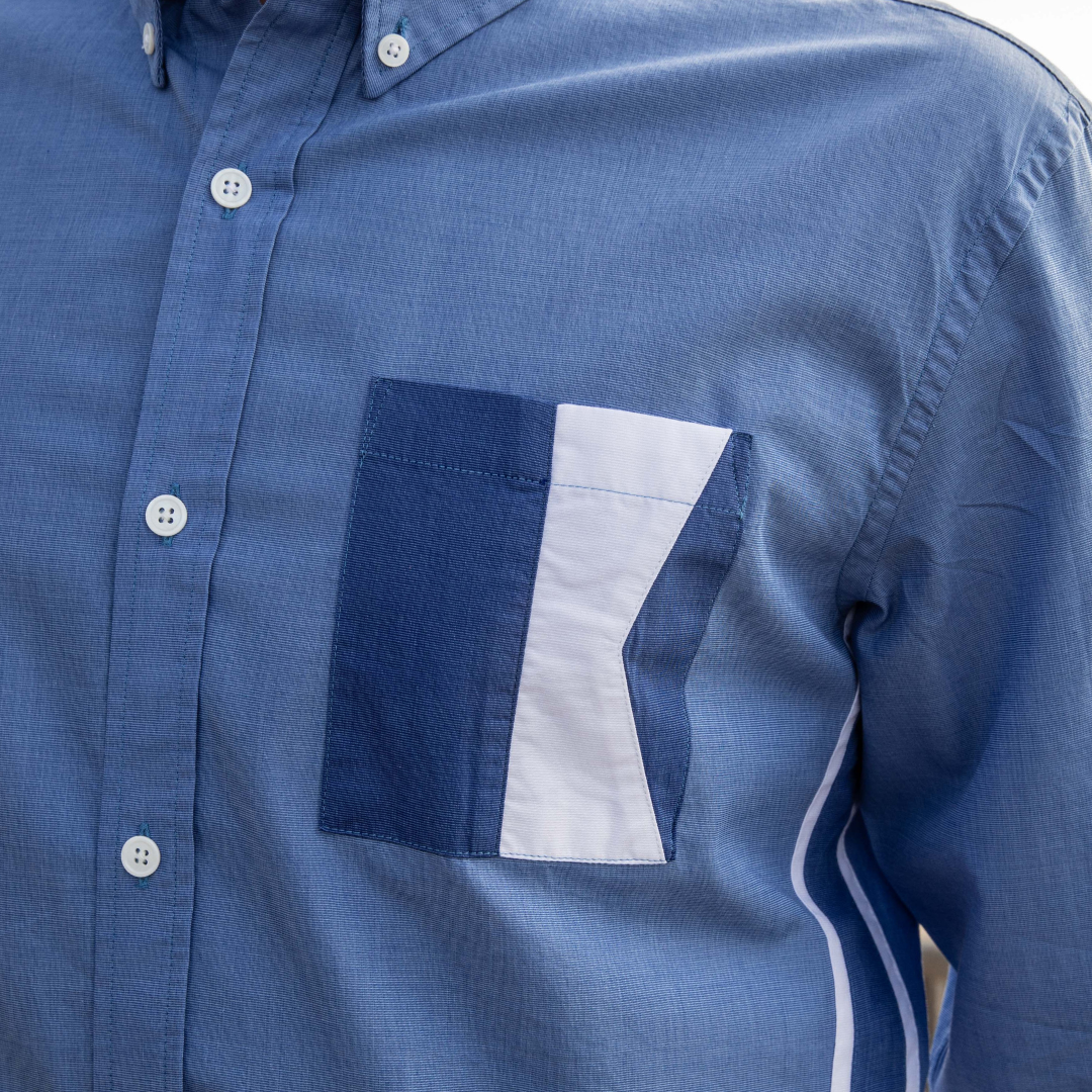 Chemise St Martin Blue en coton fil-à-fil