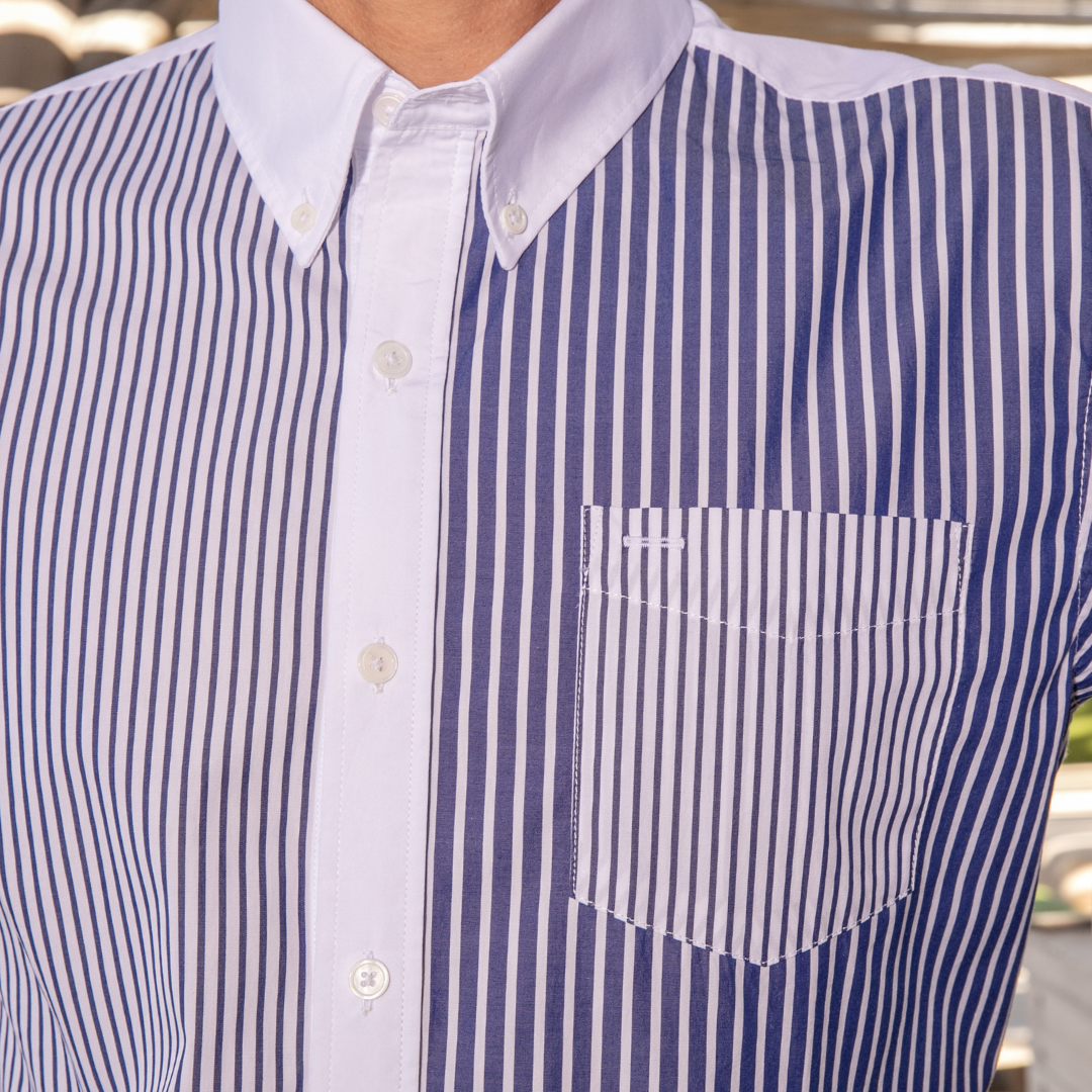 Chemise La Baule Navy Stripes en coton