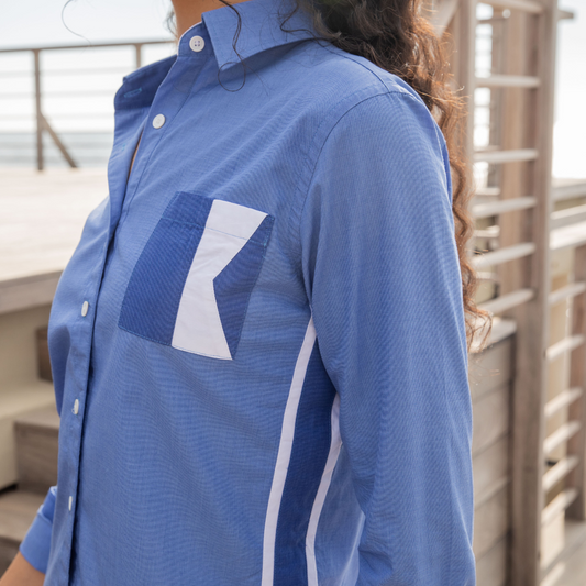 St Martin Blue blouse in end-on-end cotton