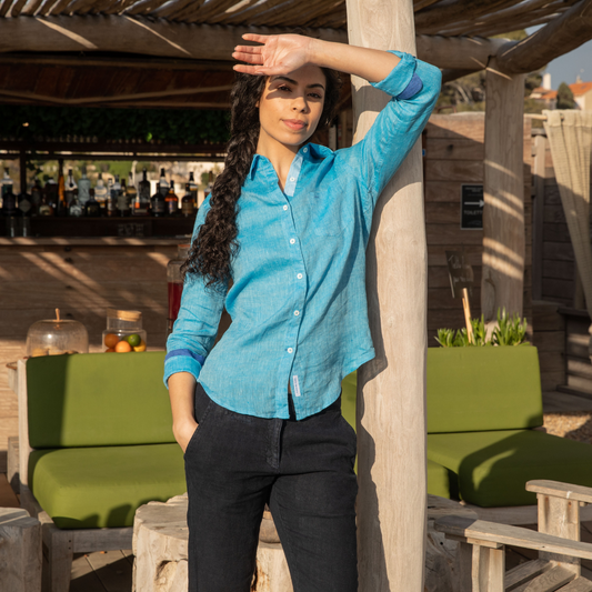 Riviera Azur linen blouse