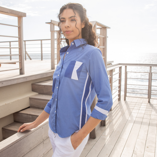 St Martin Blue blouse in end-on-end cotton