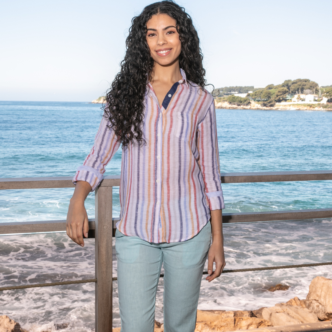 Riviera Multistripes Linen Blouse