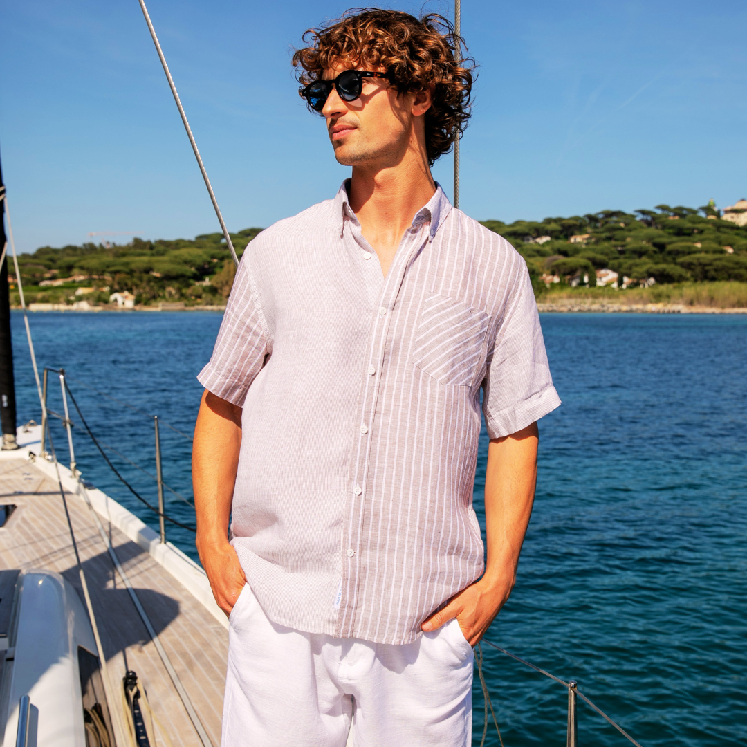 Chemise manches courtes Cape May Sand en lin