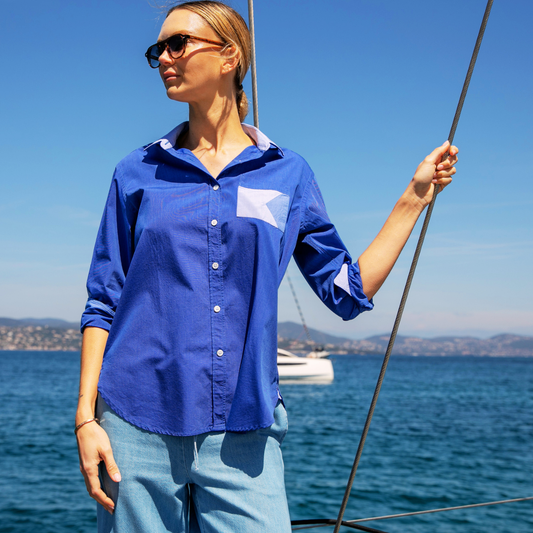 Le Moulleau White shirt in thread-on-thread cotton