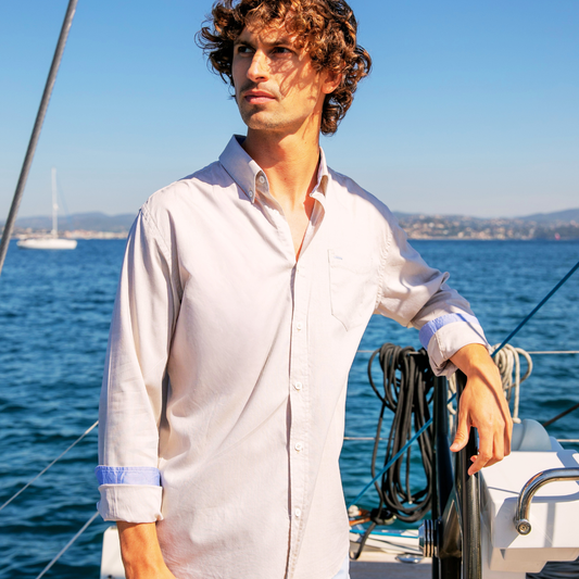 Houlgate Blue shirt in end-on-end cotton