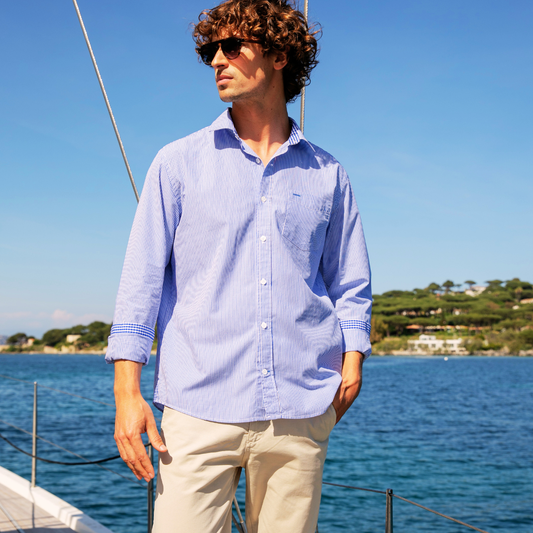 Houlgate Blue shirt in end-on-end cotton