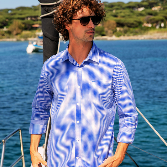 Houlgate Blue shirt in end-on-end cotton