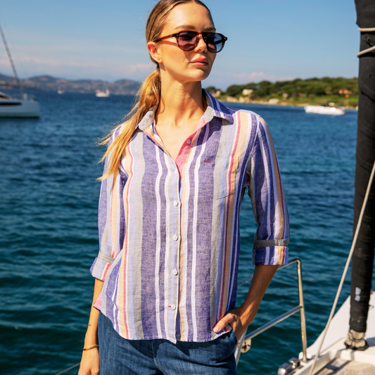 Riviera Cacao Stripes linen shirt