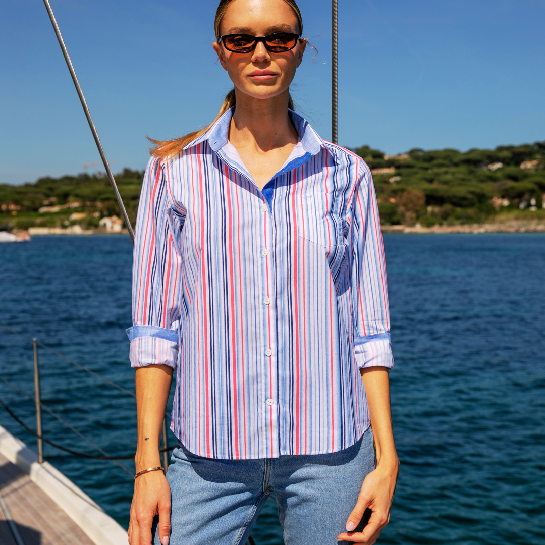 Chemisier décontracté Riviera Color Stripes en coton