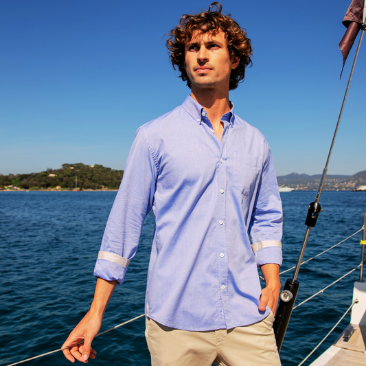 Houlgate Blue shirt in end-on-end cotton