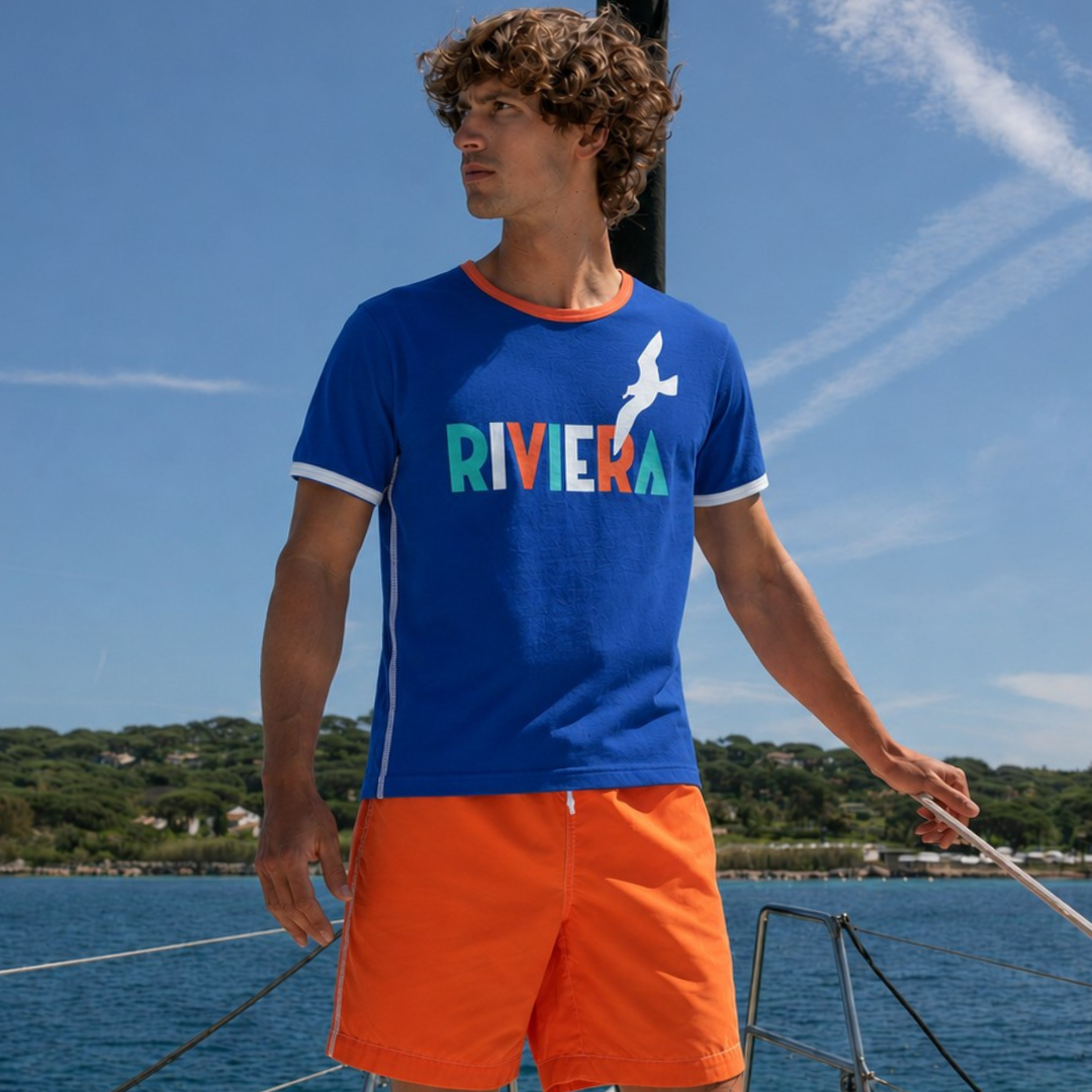 T-shirt French Riviera Victoria Blue en coton bio