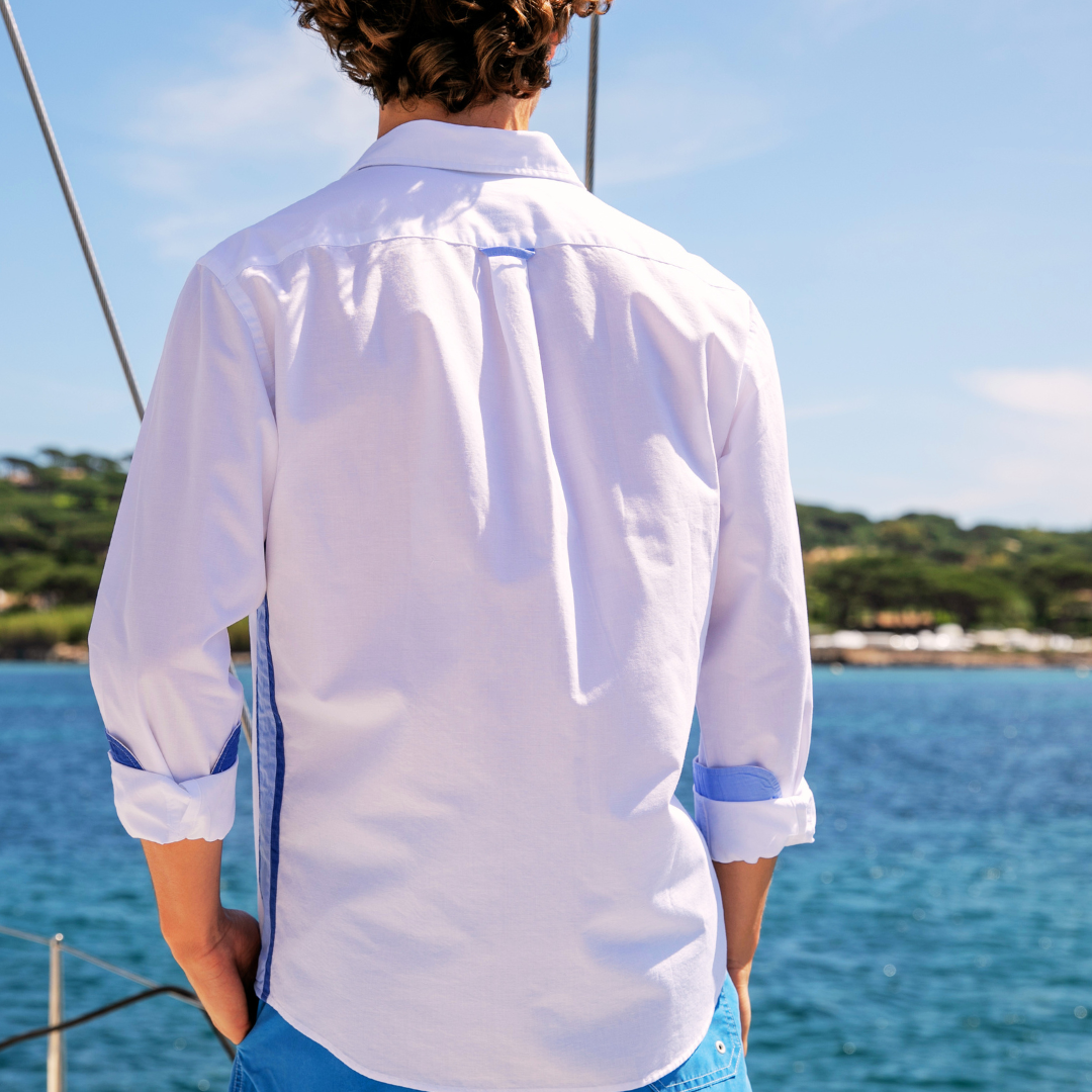 Chemise St Martin White en coton fil-à-fil