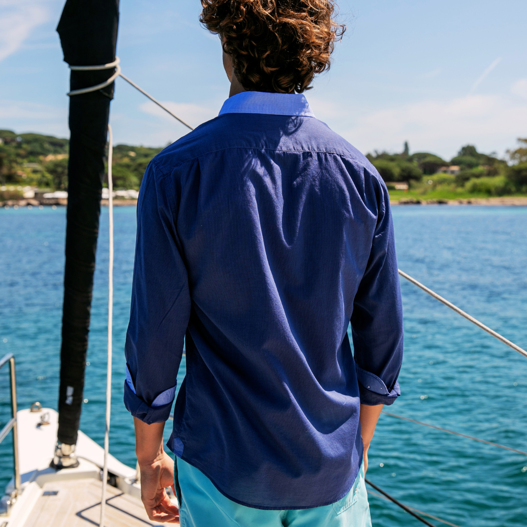 Wally Dark Blue cotton shirt