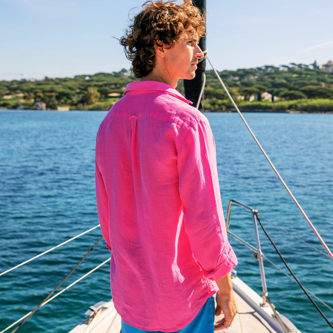 Chemise Blue Bay Pink en lin
