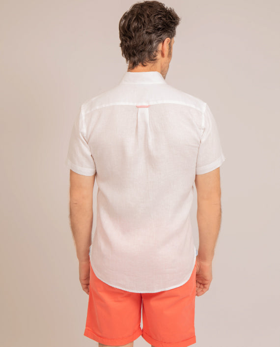 Riviera White short-sleeved linen shirt